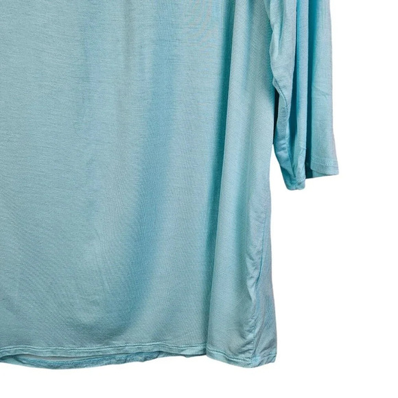 SO Brand Island Breeze‎ Light Blue Double V-Neck 3/4 Sleeve Knit Top Size XLarge - Picture 6 of 10